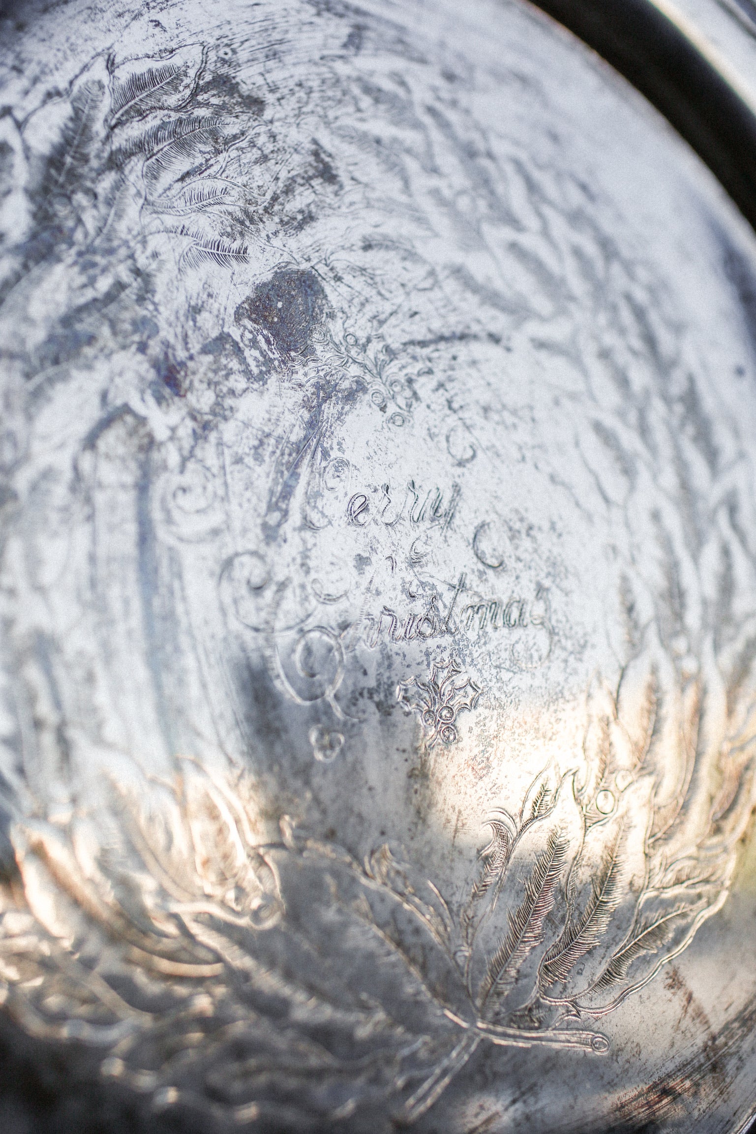 Vintage "Merry Christmas" Silver Tray