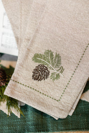 Embroidered Pinecone Napkins