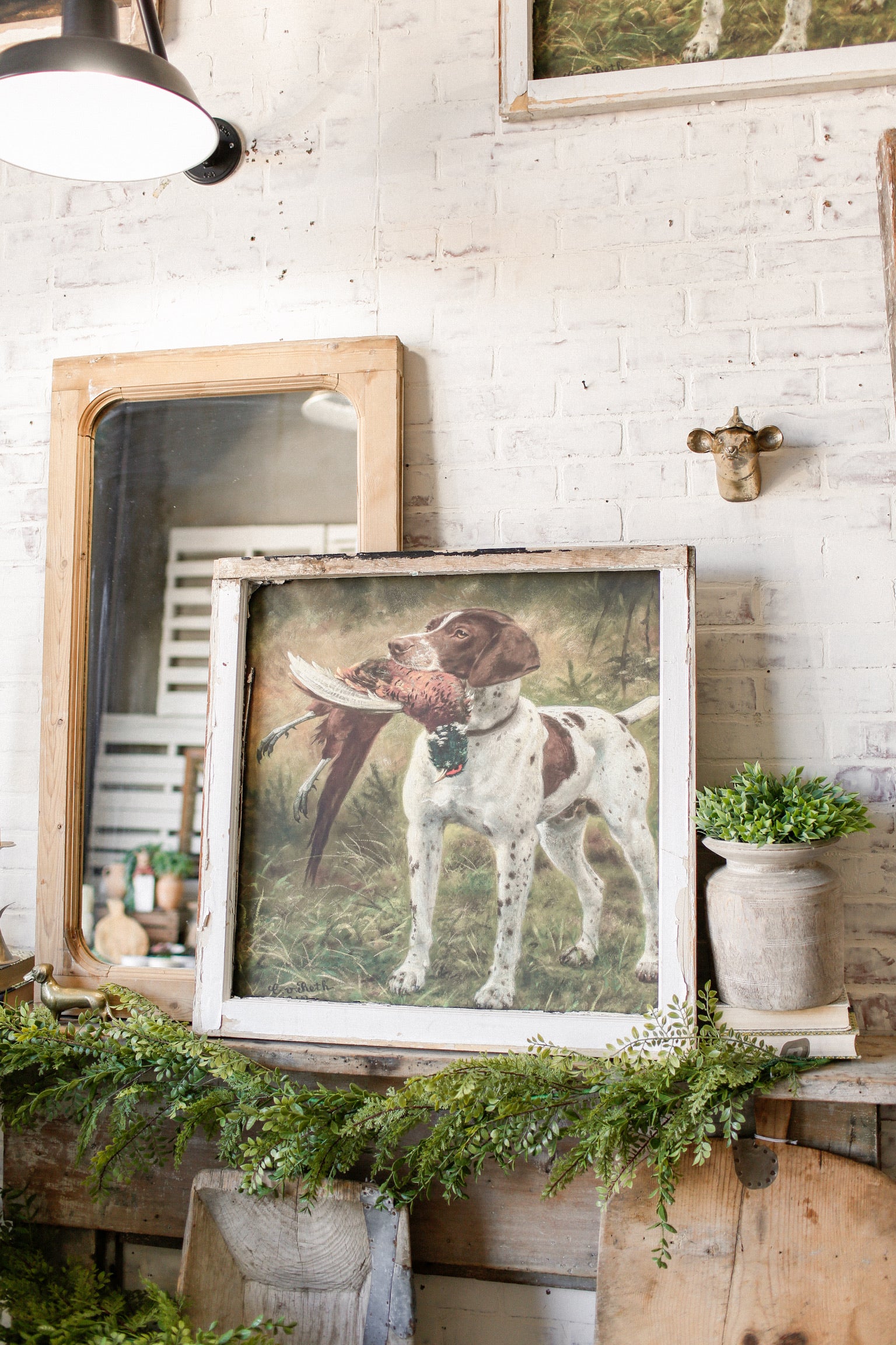 Salvaged Framed Pointer & Pheasant Canvas The Little Burlap Barn®