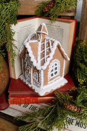 Lighted White Gingerbread House