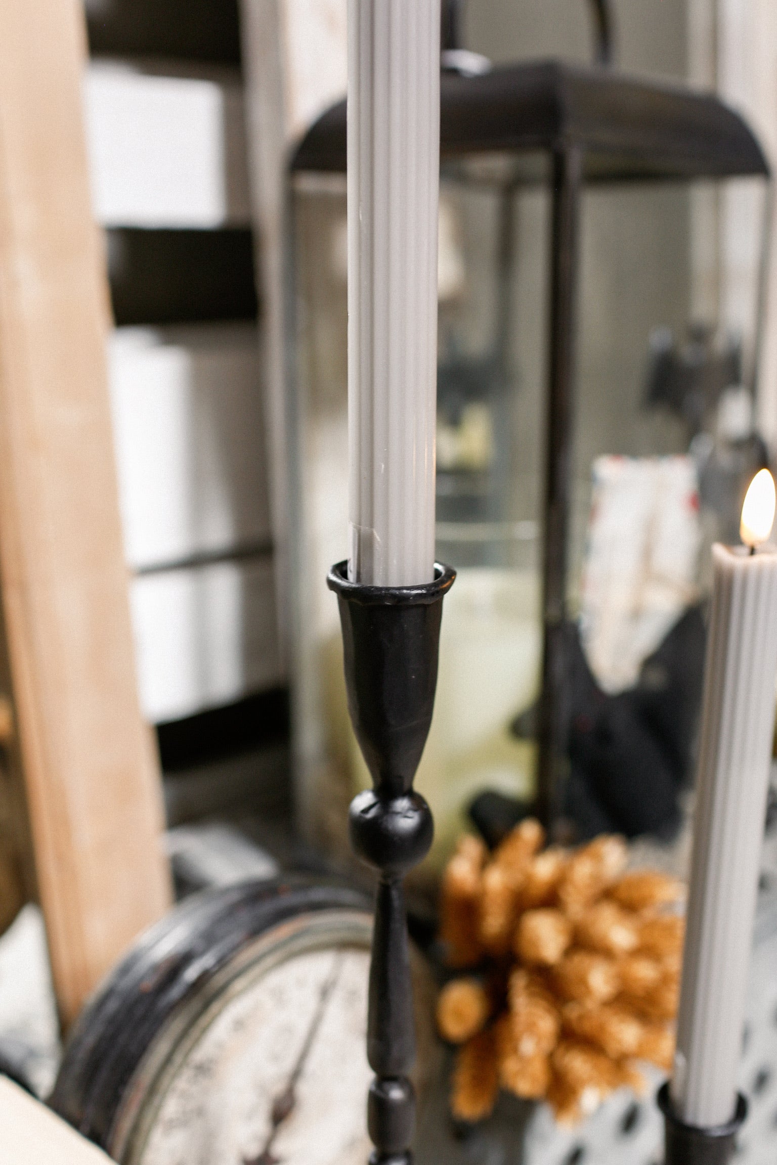 Hand-Forged Black Iron Candlestick