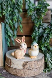 Stoneware Chick and Bunny S&P Shakers