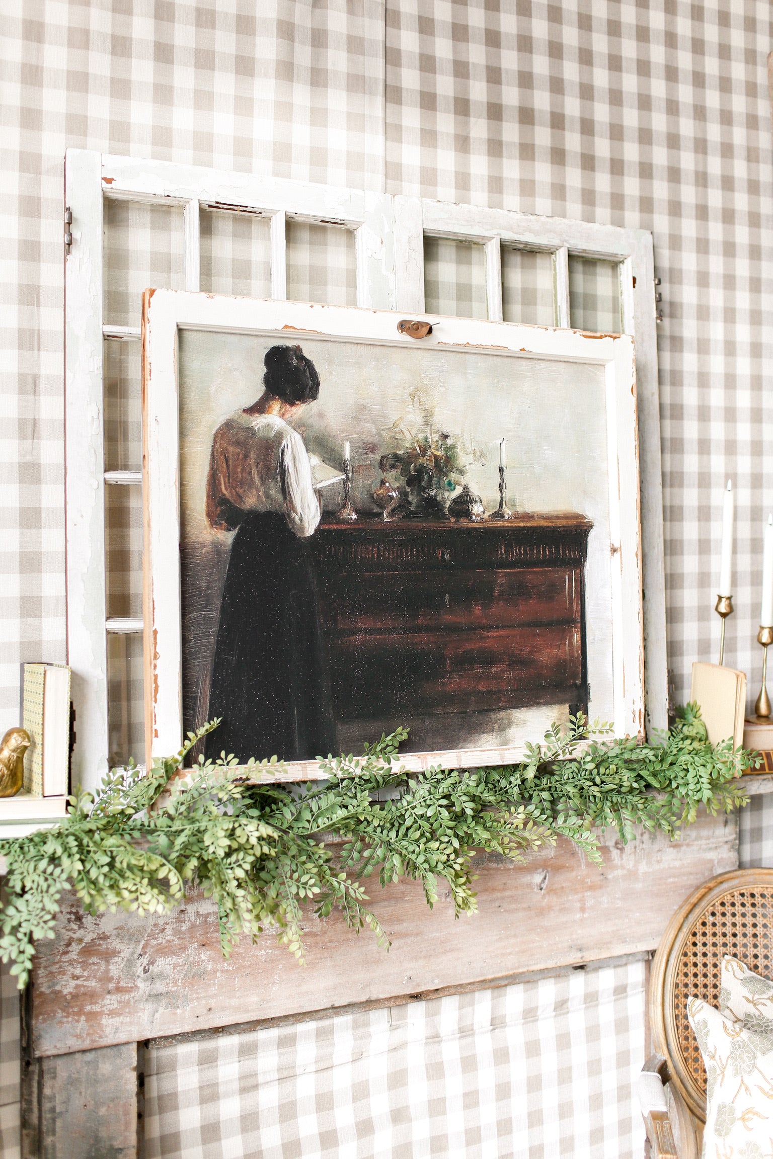 Salvaged Framed Woman Canvas