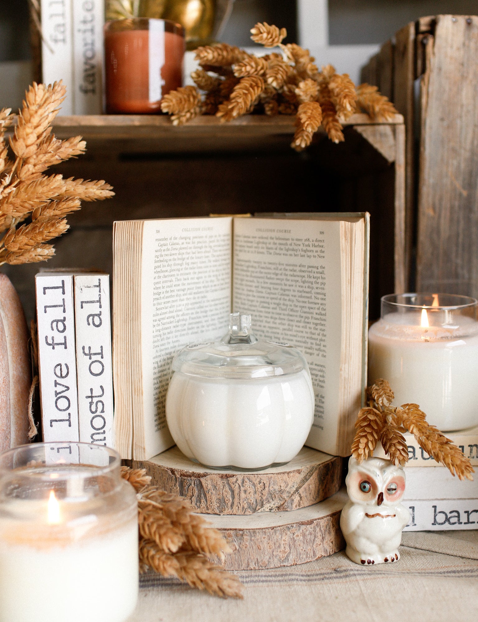 Cozy Pumpkin Glass Jar Fall Candle -Wholesale The Little Burlap Barn®