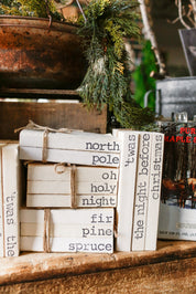 Hand-Stamped Holiday Book Stack