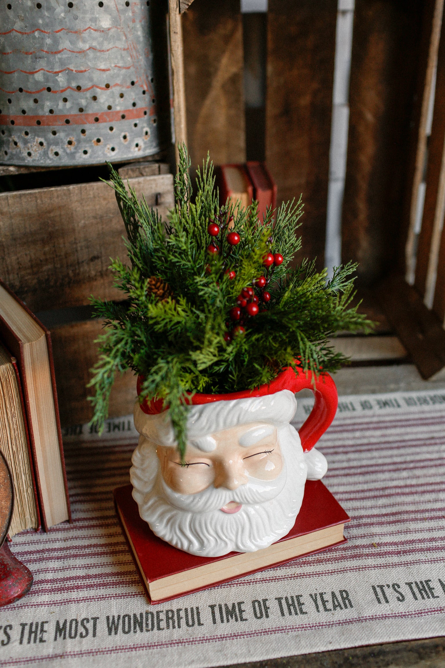 Cheery Santa Vase