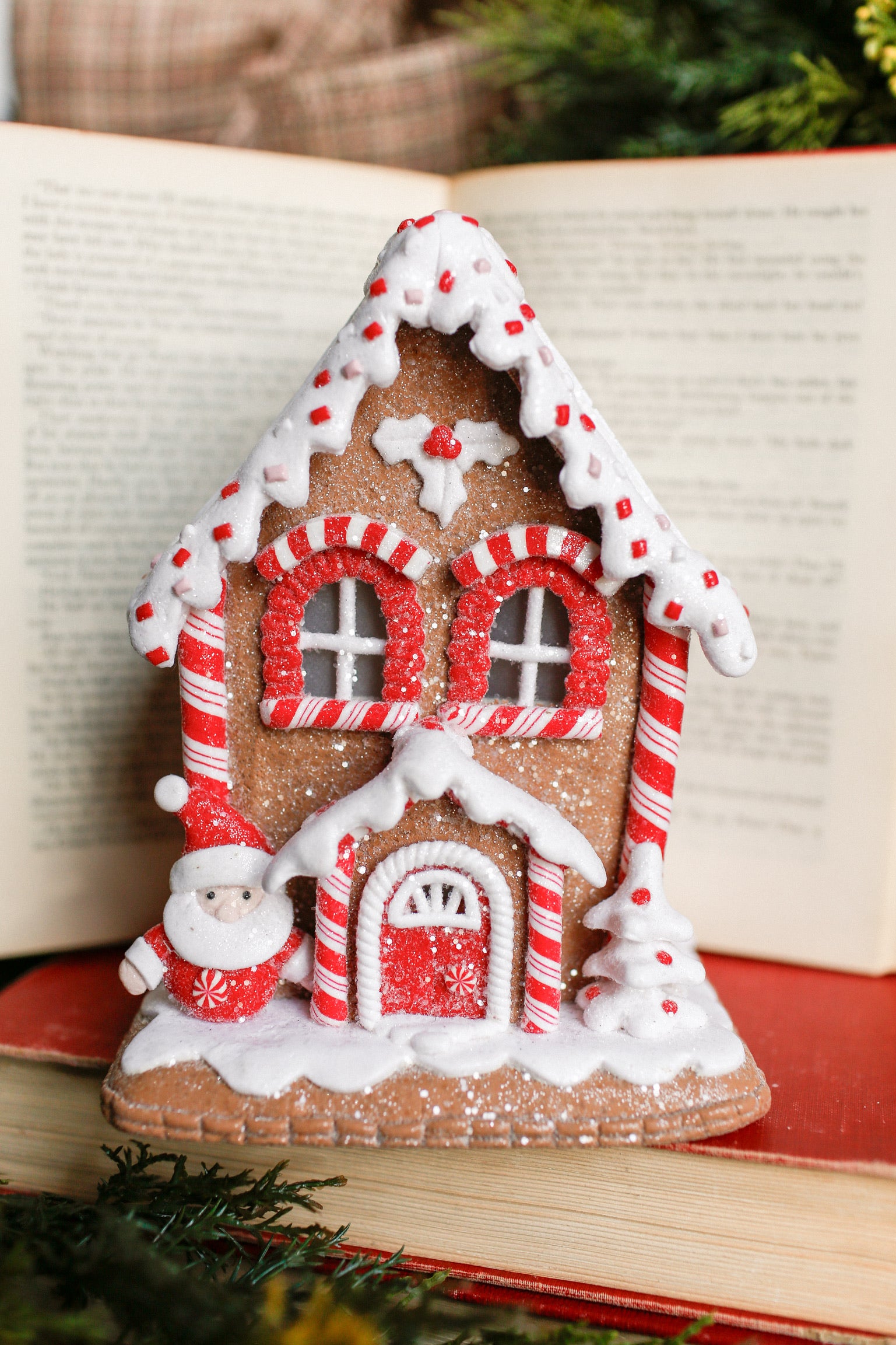 Lighted Santa Gingerbread House