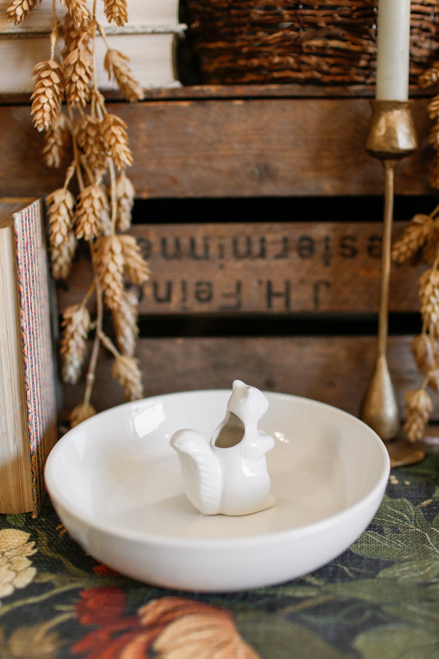 Stoneware Squirrel Dish
