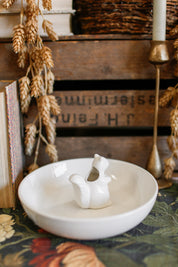 Stoneware Squirrel Dish