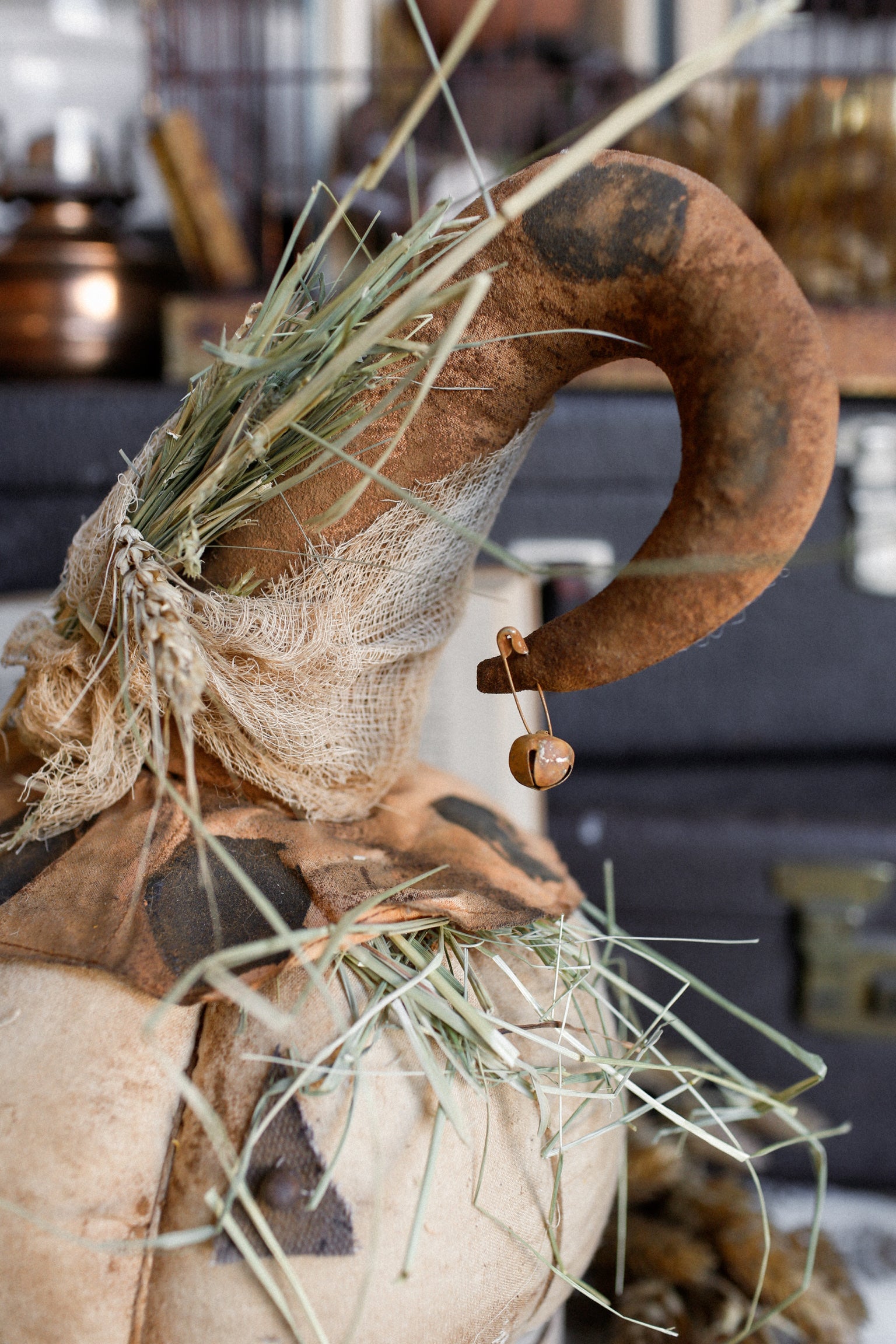 Handmade Primitive Orange Pumpkin Head