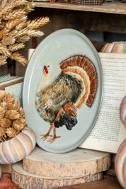 Hand Painted Stoneware Turkey Fall Platter Creative Co-Op