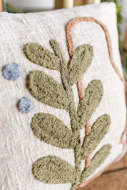 Embroidered Botanical Pillow
