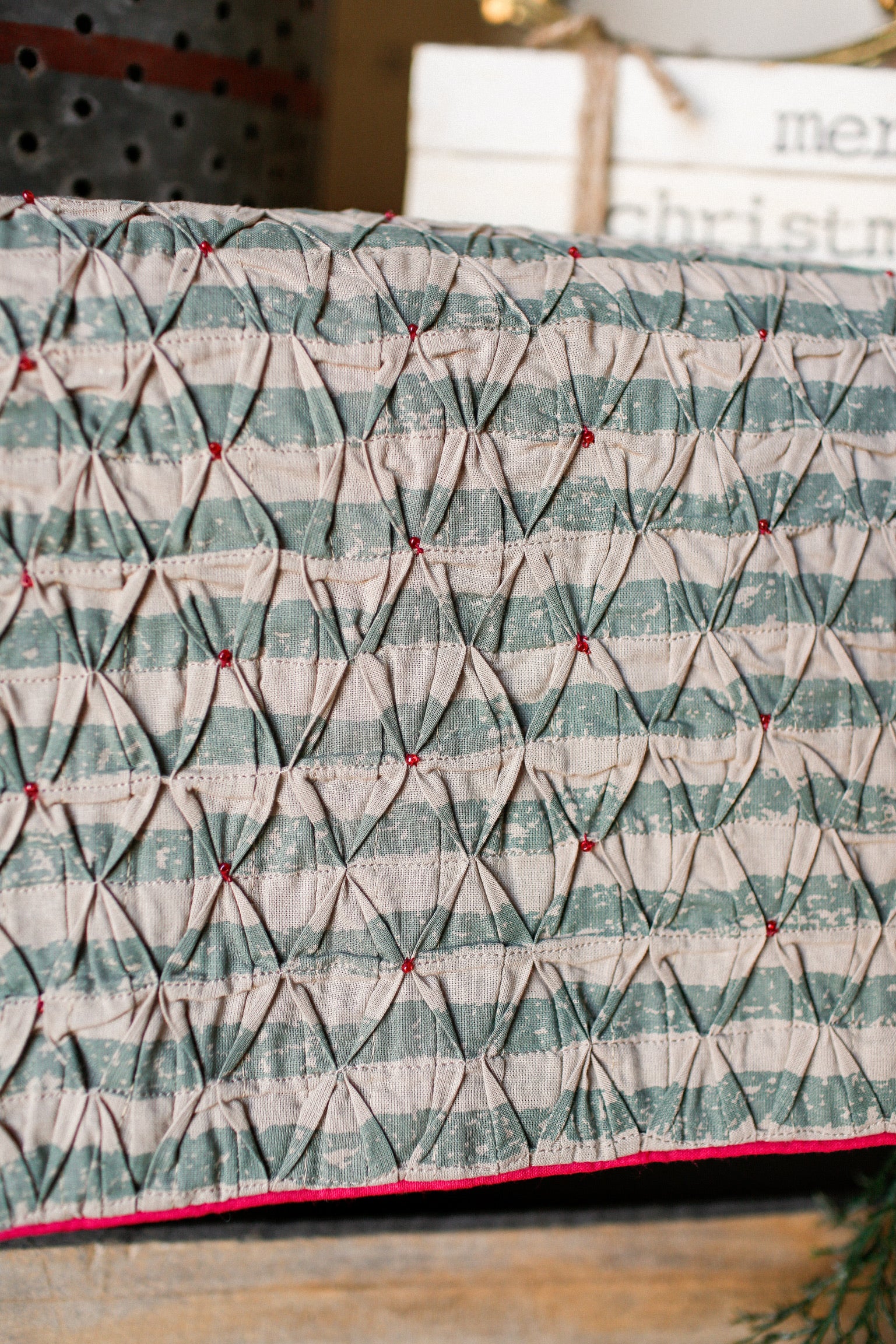 Smocked Green Stripe Runner