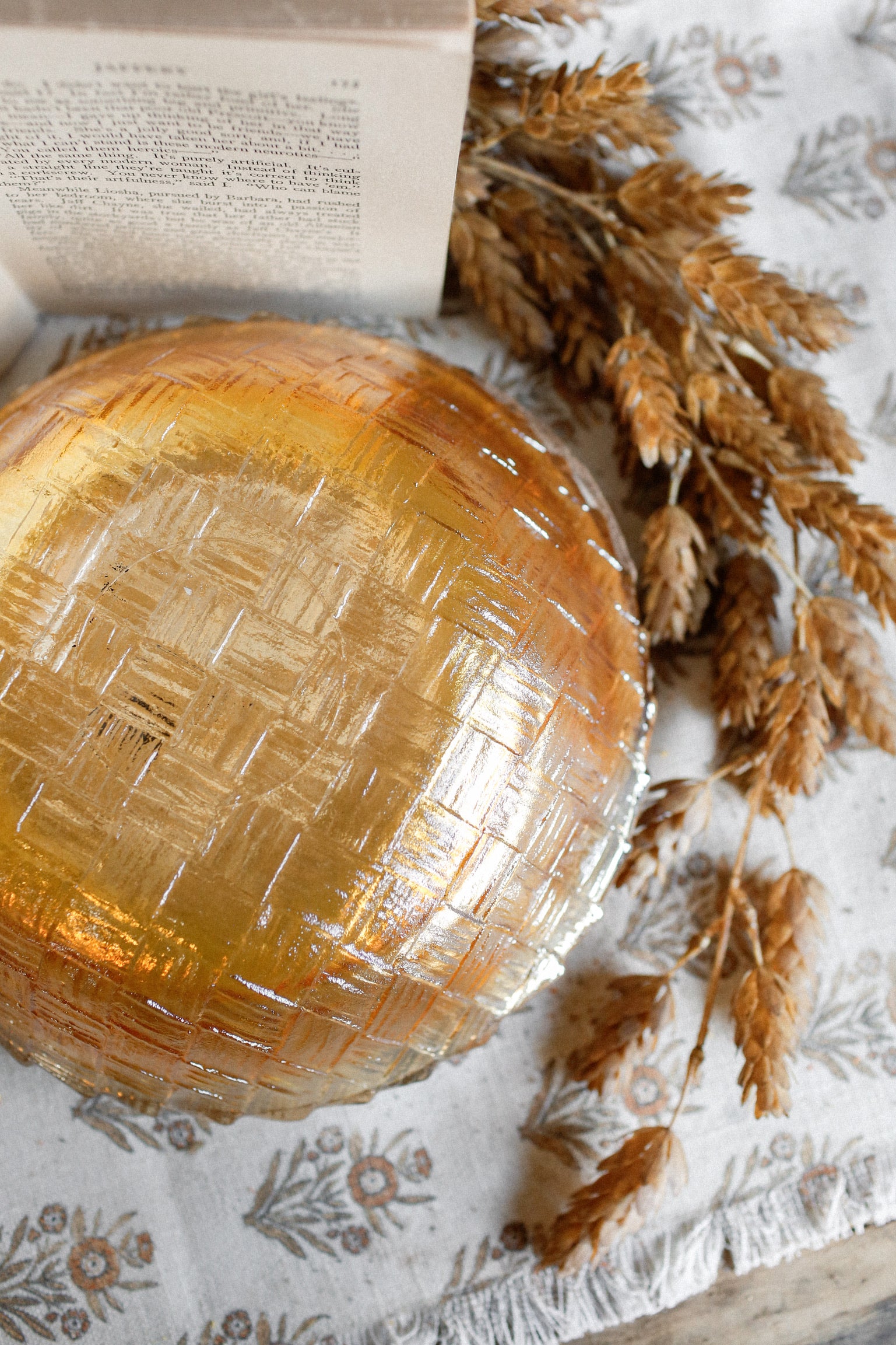 Vintage Glass Basketweave Serving Bowl