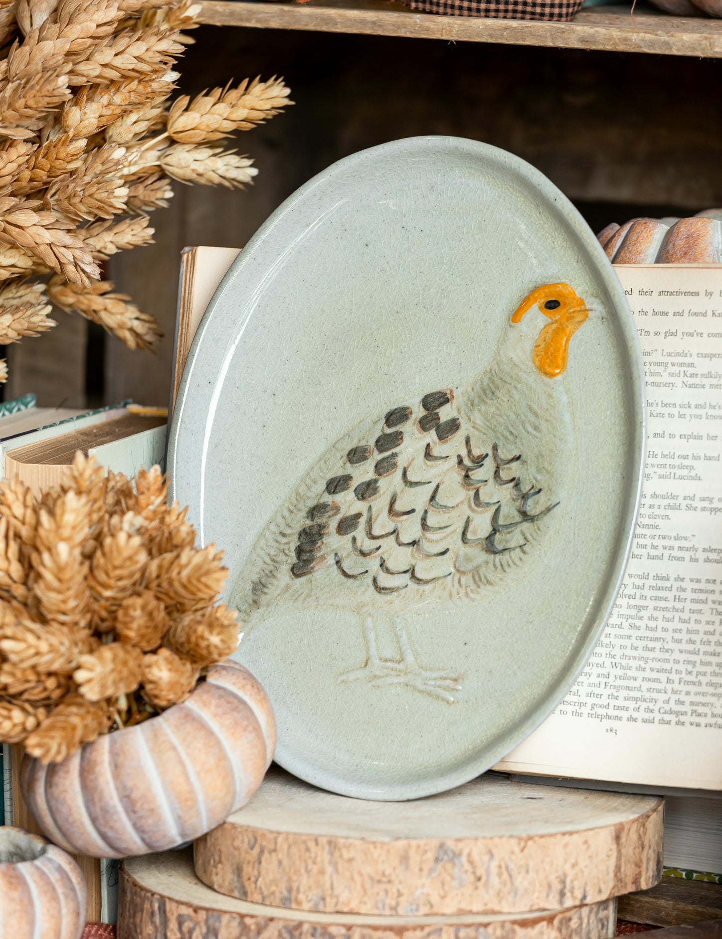 Hand Painted Stoneware Pheasant Fall Platter Creative Co-Op