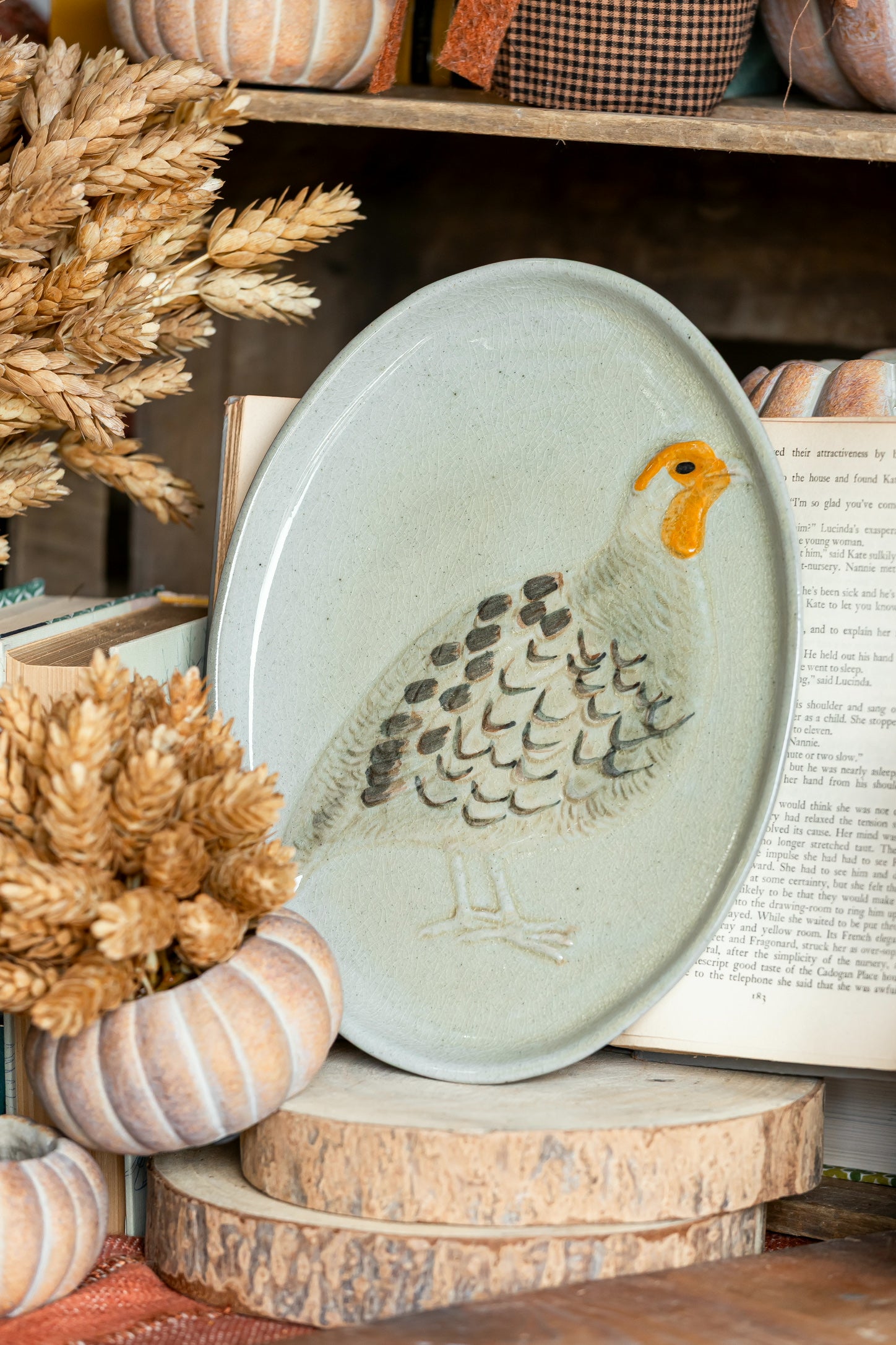 Hand Painted Stoneware Pheasant Fall Platter Creative Co-Op
