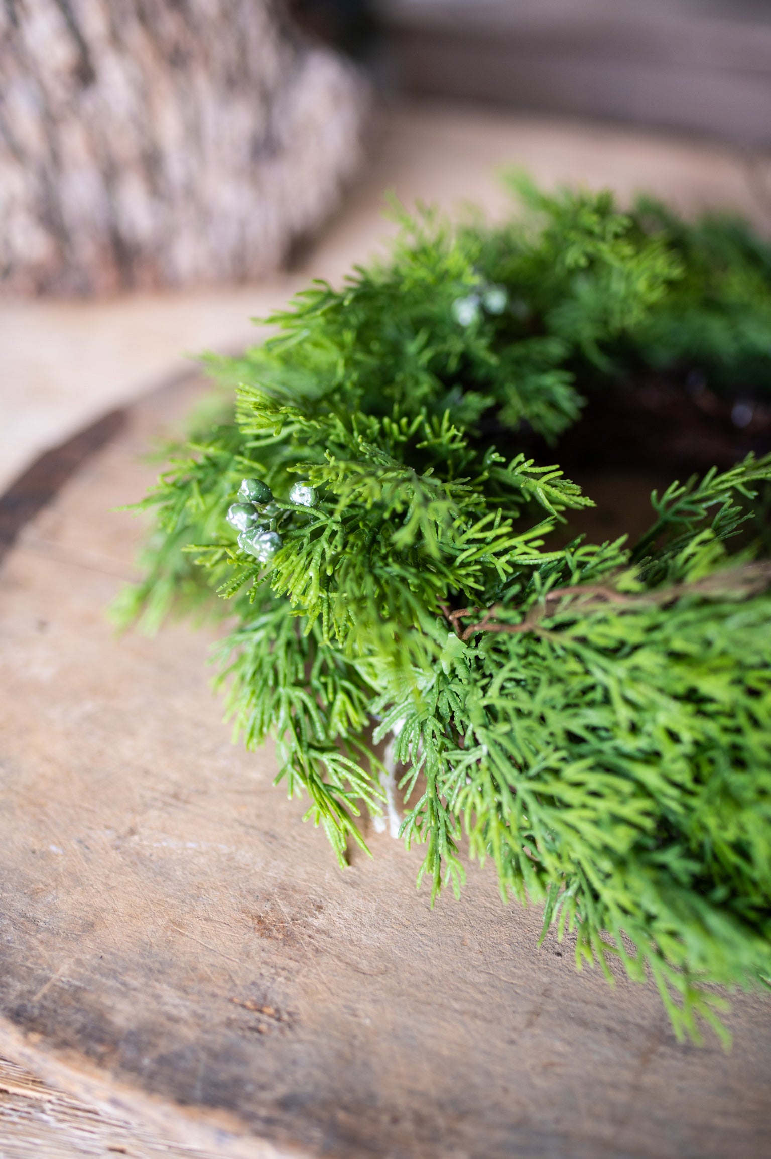 Real Touch Dripping Cedar Mini Wreath