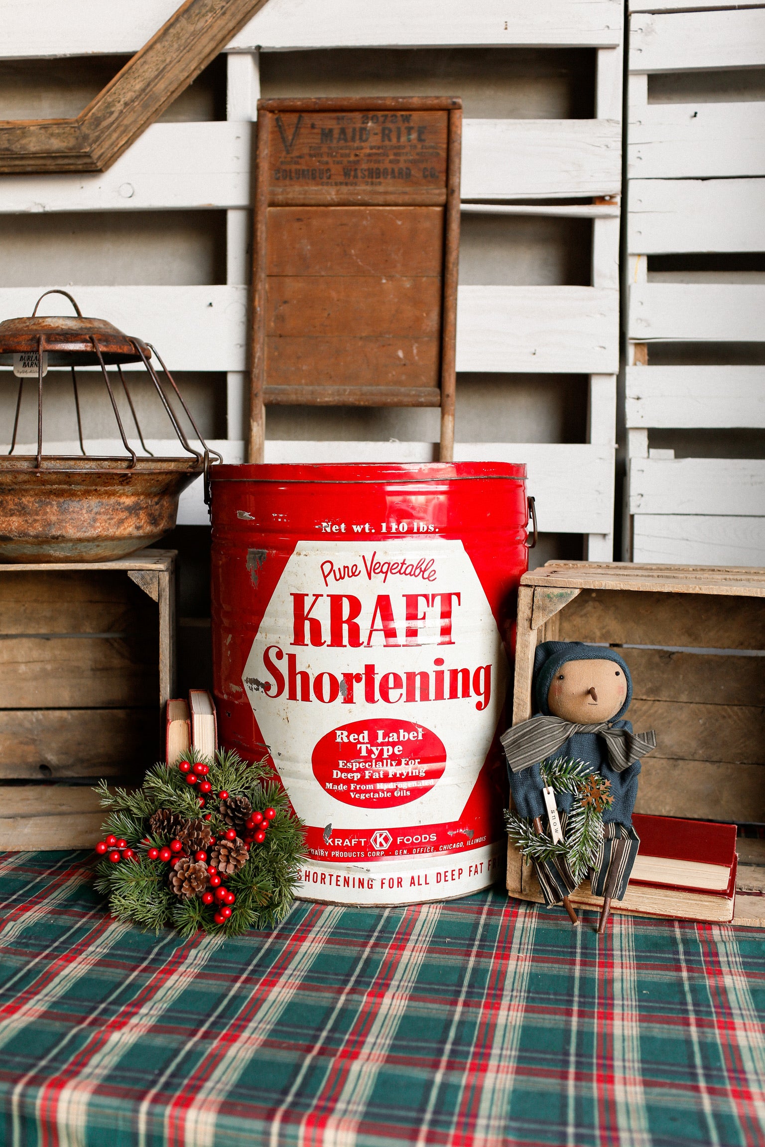 Vintage 110lb Lard Tin