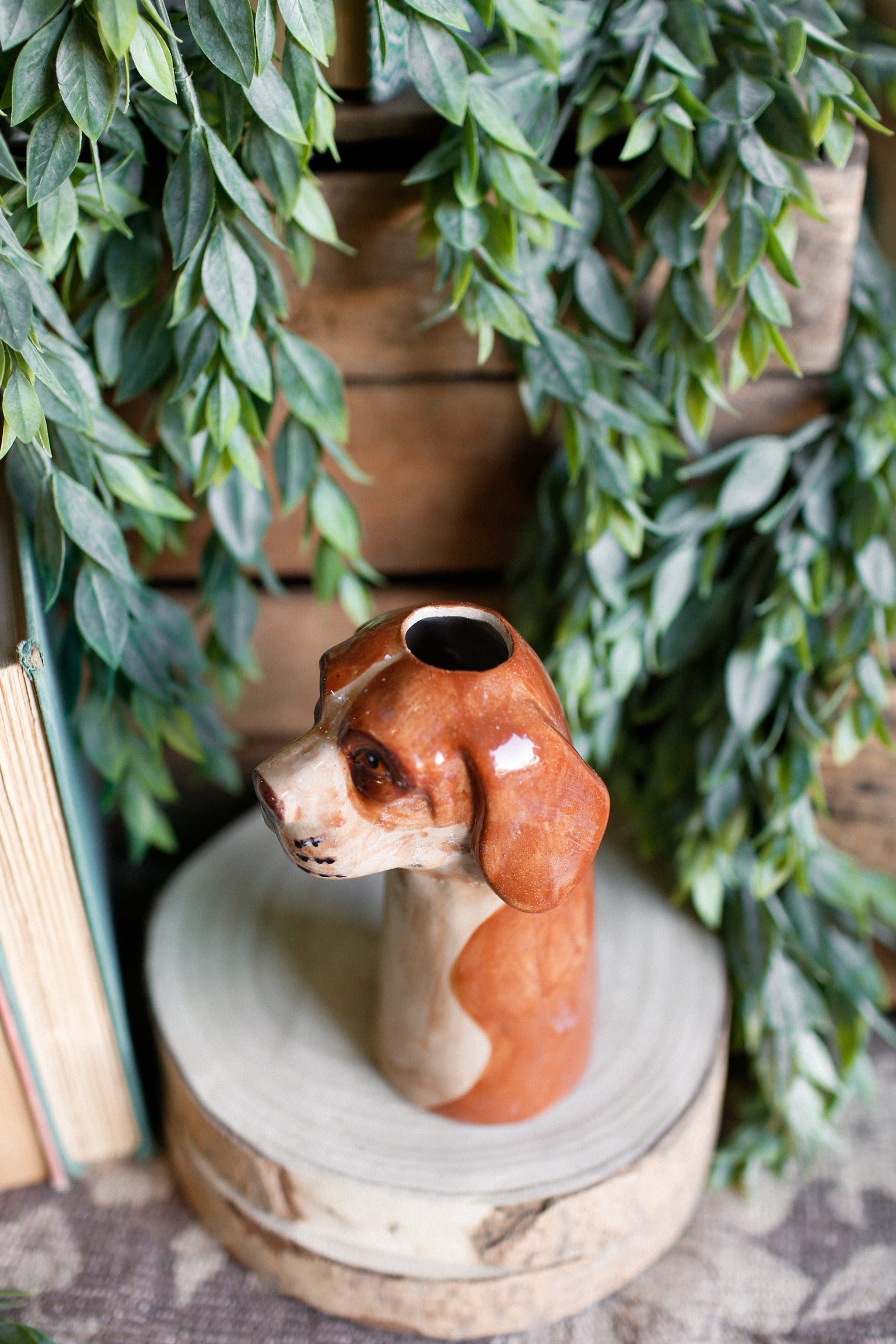 Stoneware Dog Vase