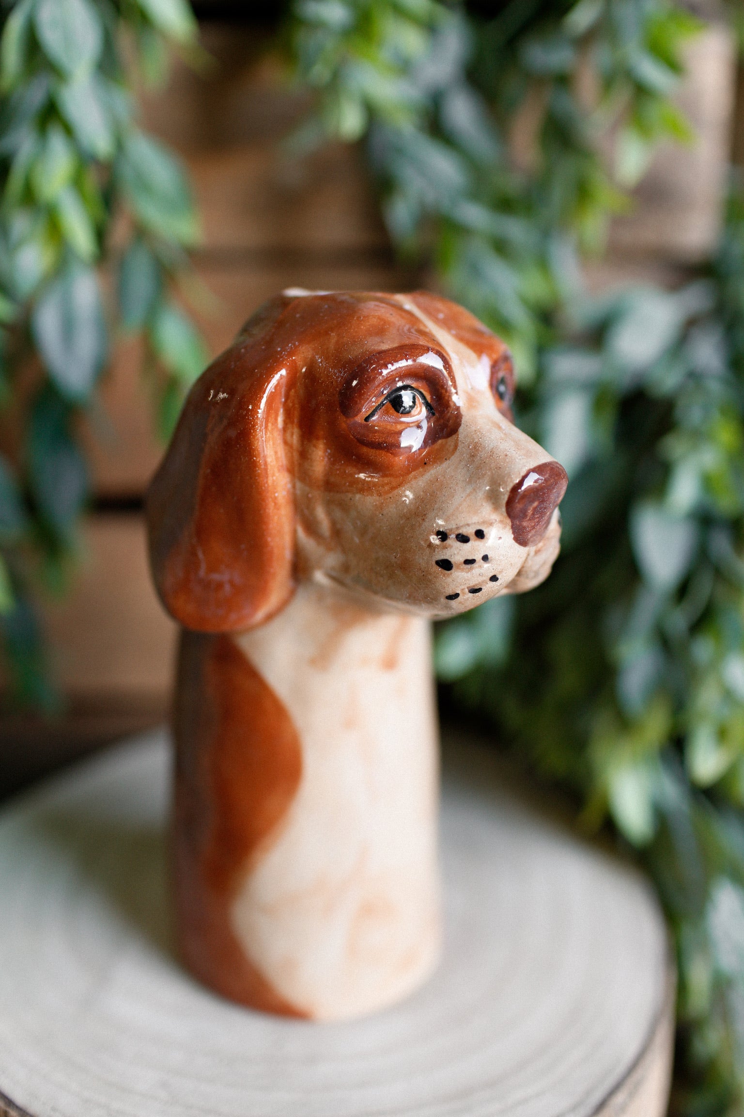 Stoneware Dog Vase