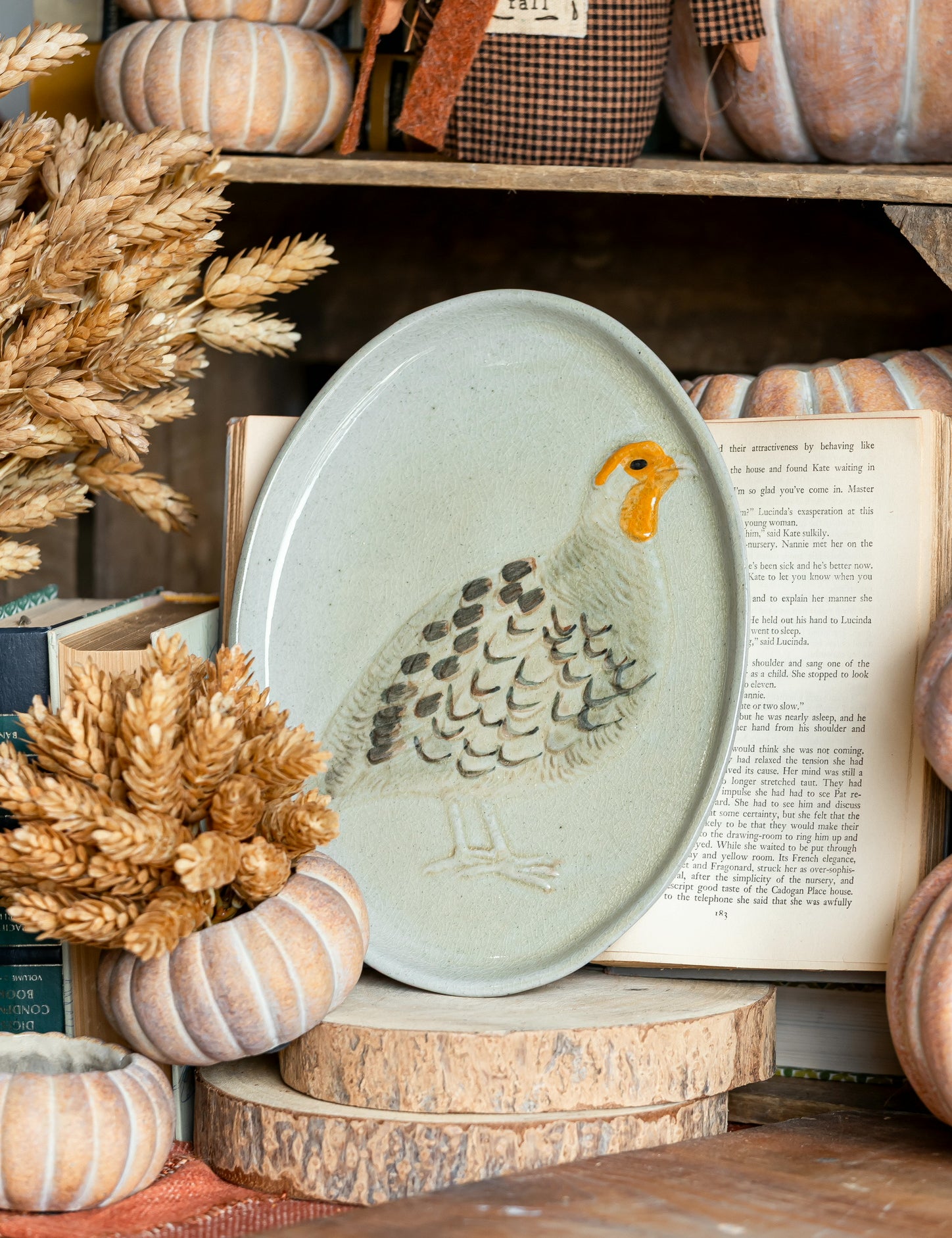 Hand Painted Stoneware Pheasant Fall Platter Creative Co-Op