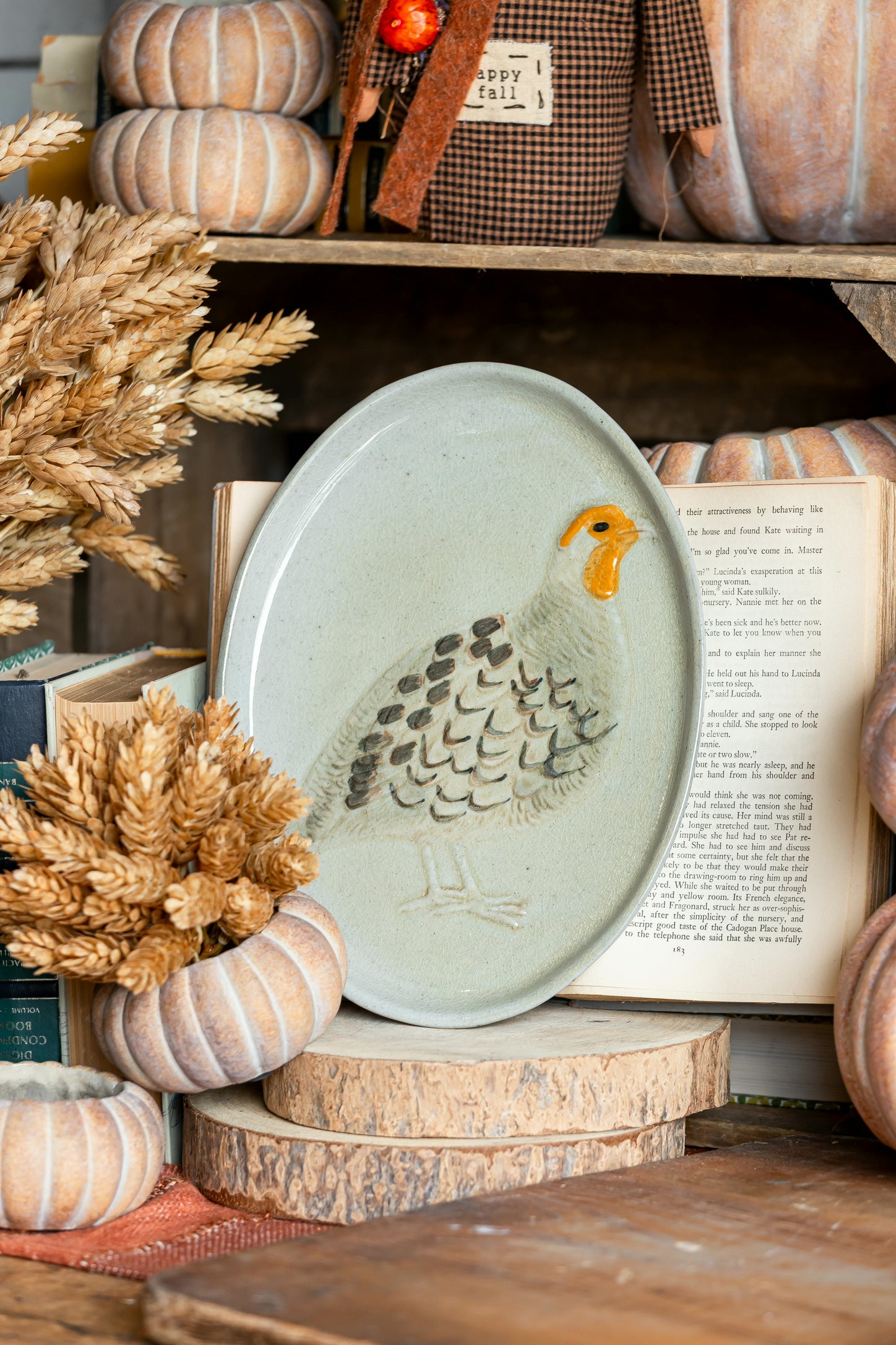 Hand Painted Stoneware Pheasant Fall Platter Creative Co-Op