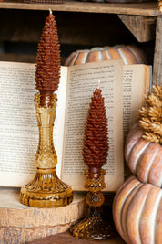 Unscented Pinecone Taper Candles Creative Co-Op