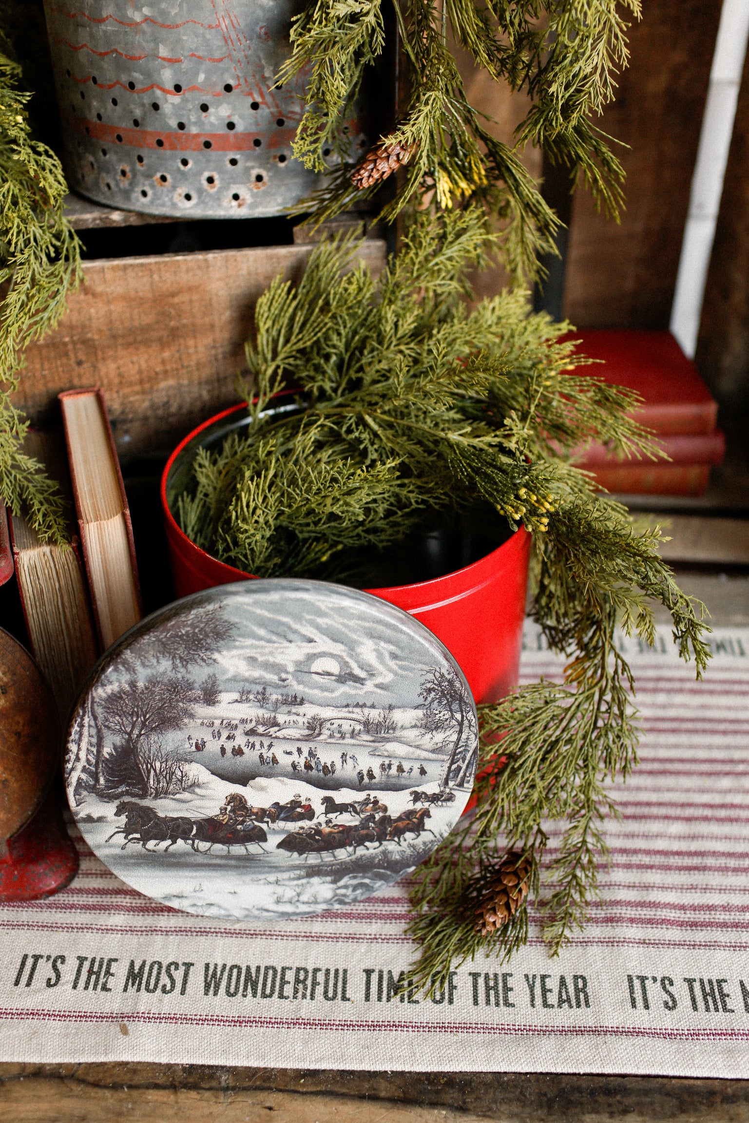 Vintage Currier and Ives Christmas Tin