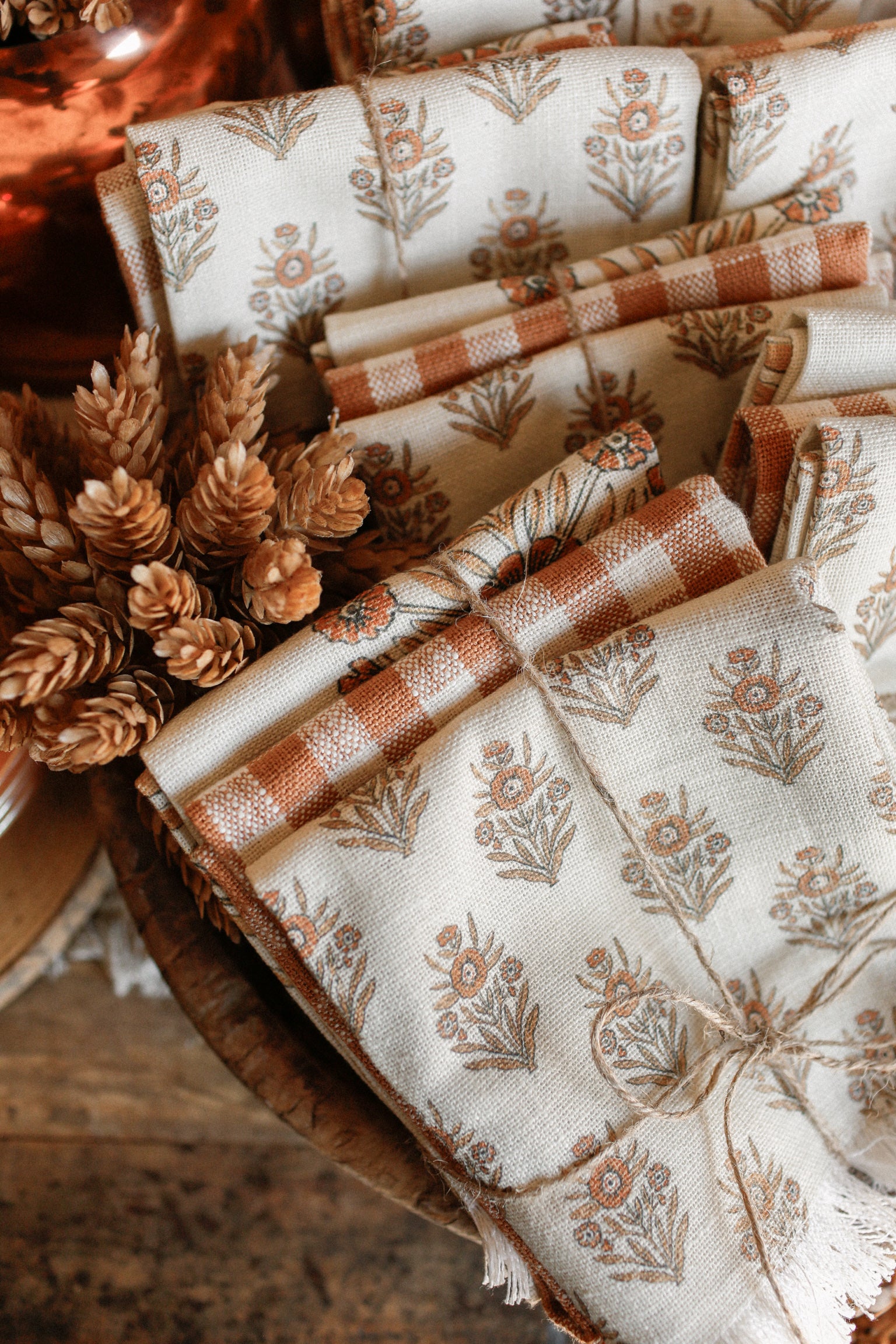 Autumn Block Print Kitchen Towels