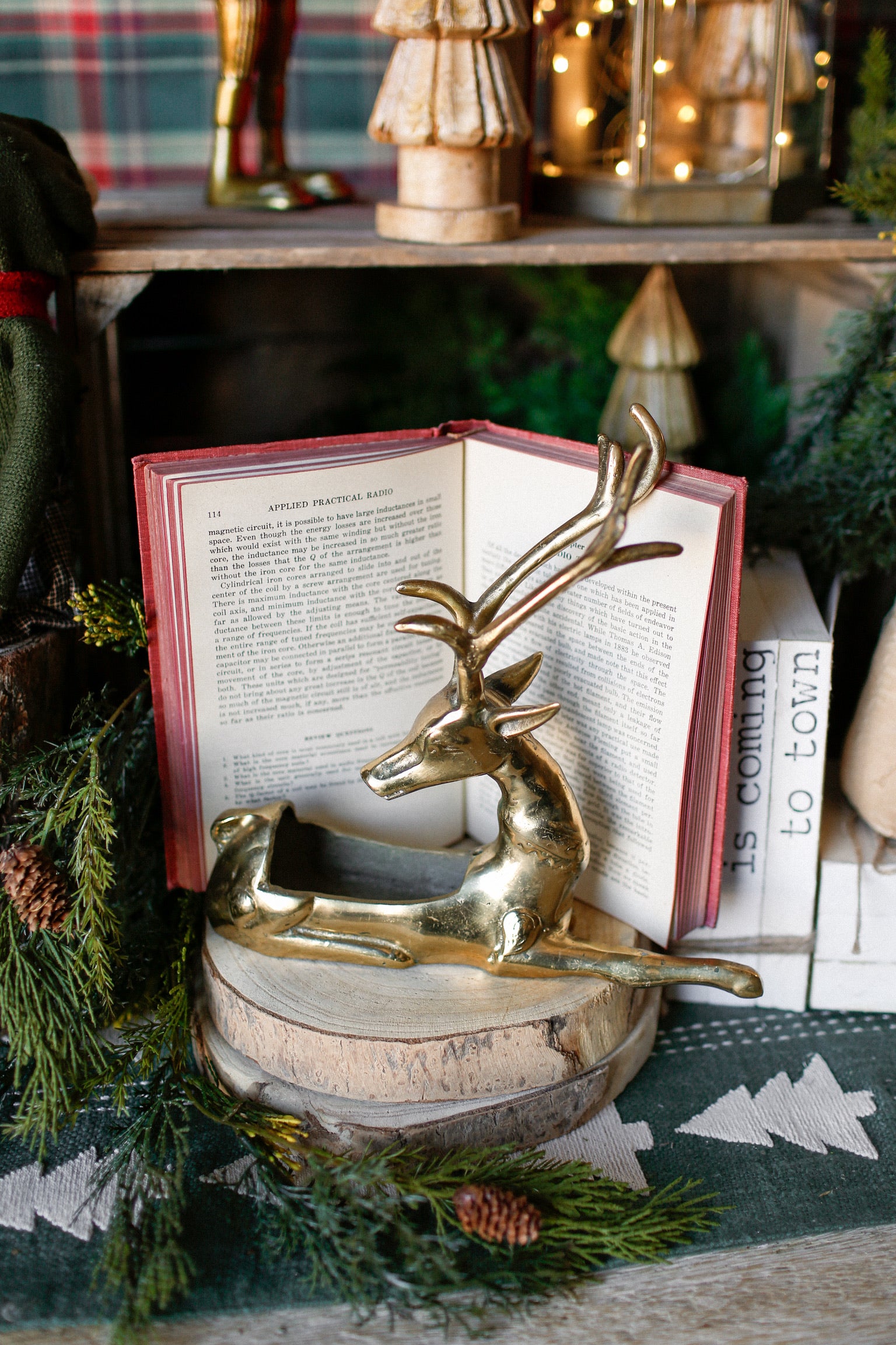 Vintage Brass Deer Planter