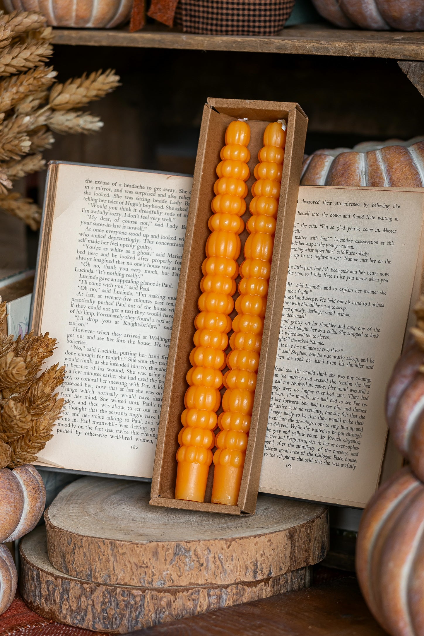 Unscented Orange Pumpkin Taper Candles Creative Co-Op