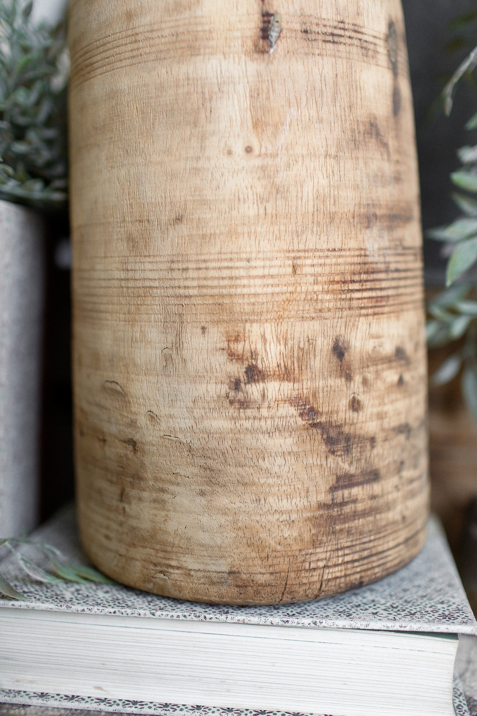 Vintage Wood Pot (L)