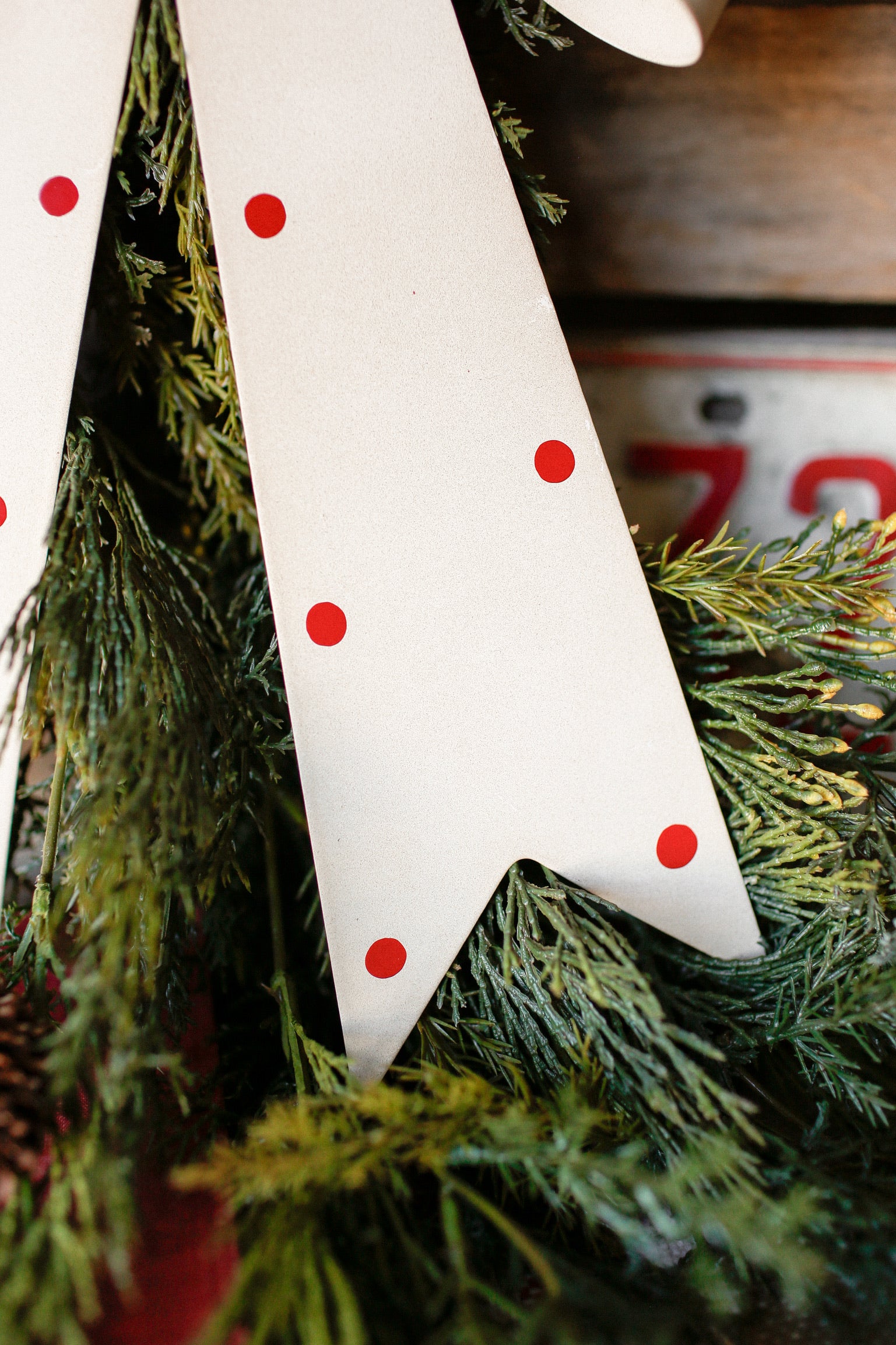 Metal Cream Polka Dot Bow