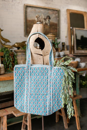 Floral Block Print Tote Bag The Little Burlap Barn®