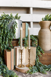 Gray Striped Taper Candles