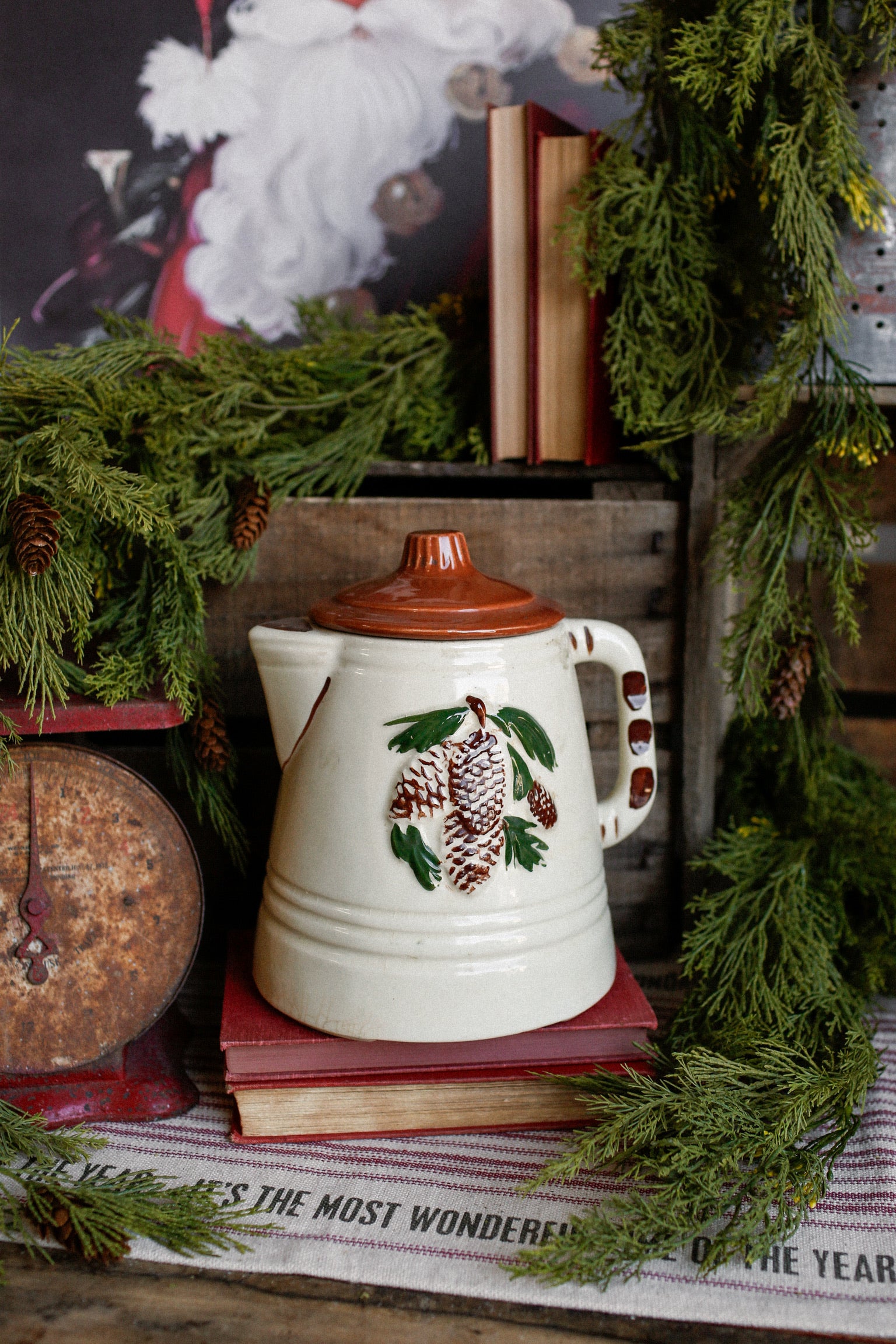 Vintage Pinecone Ceramic Teapot Vase
