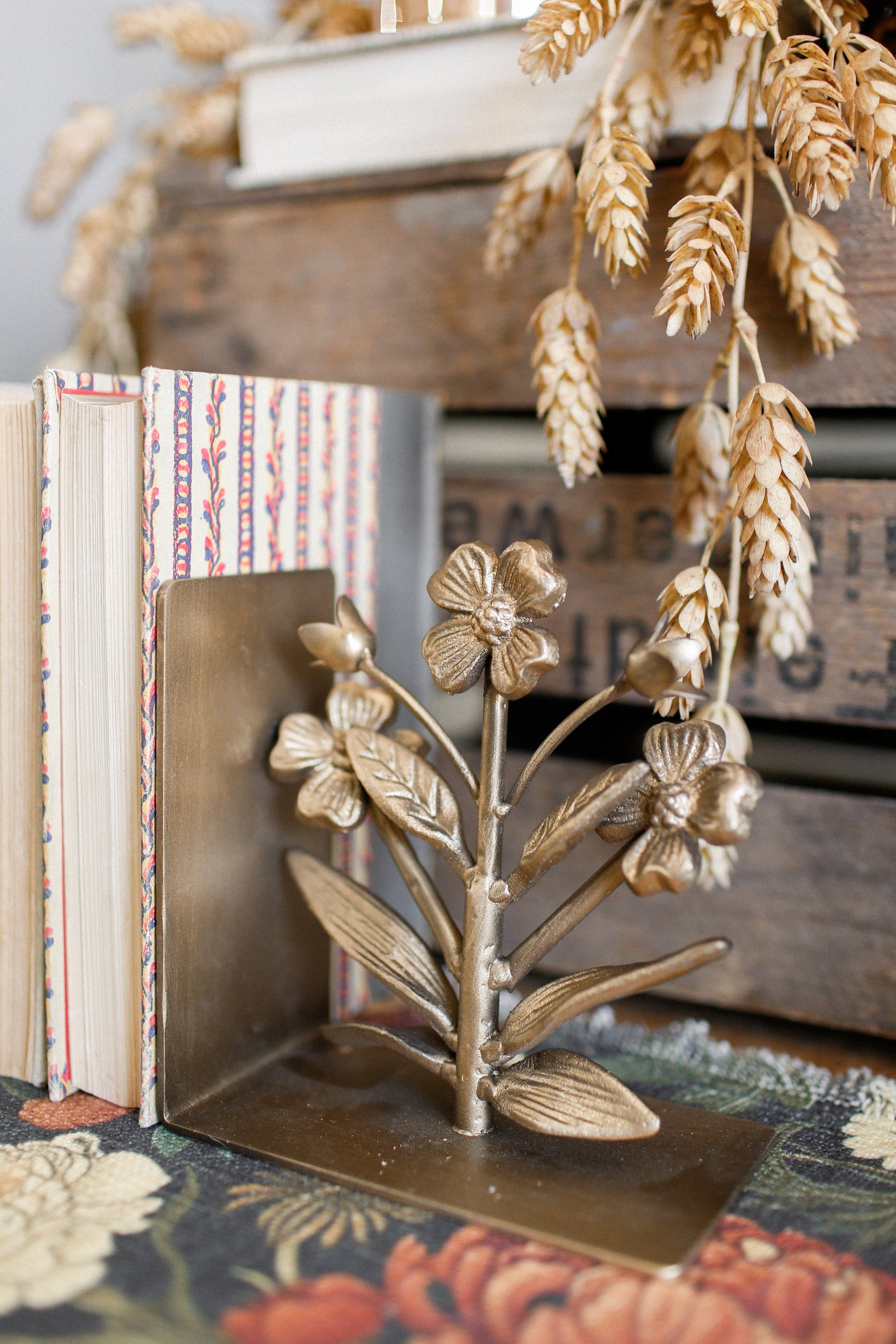 Gilded Flower Bookends