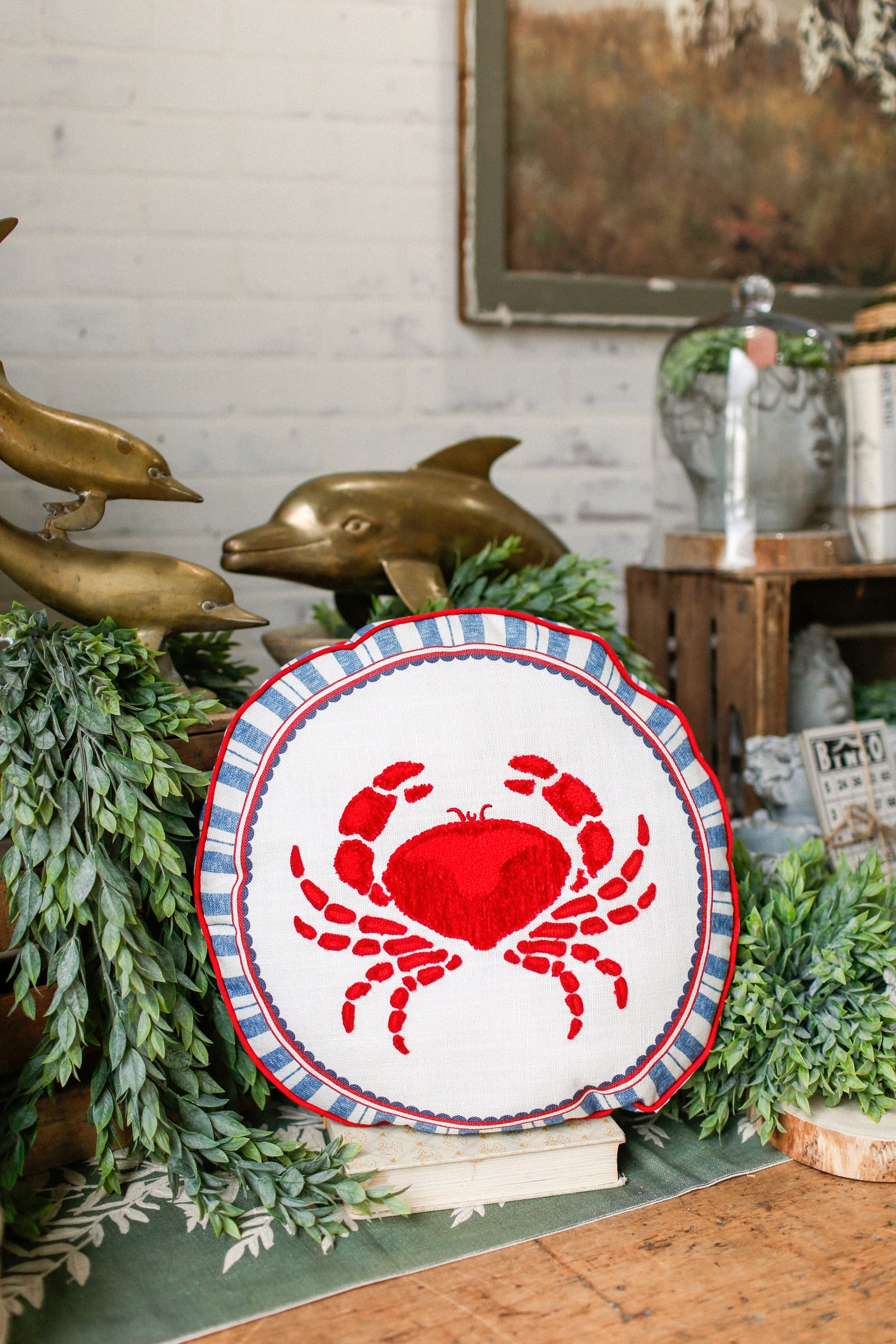 Embroidered Crab Pillow The Little Burlap Barn®