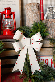 Metal Cream Polka Dot Bow