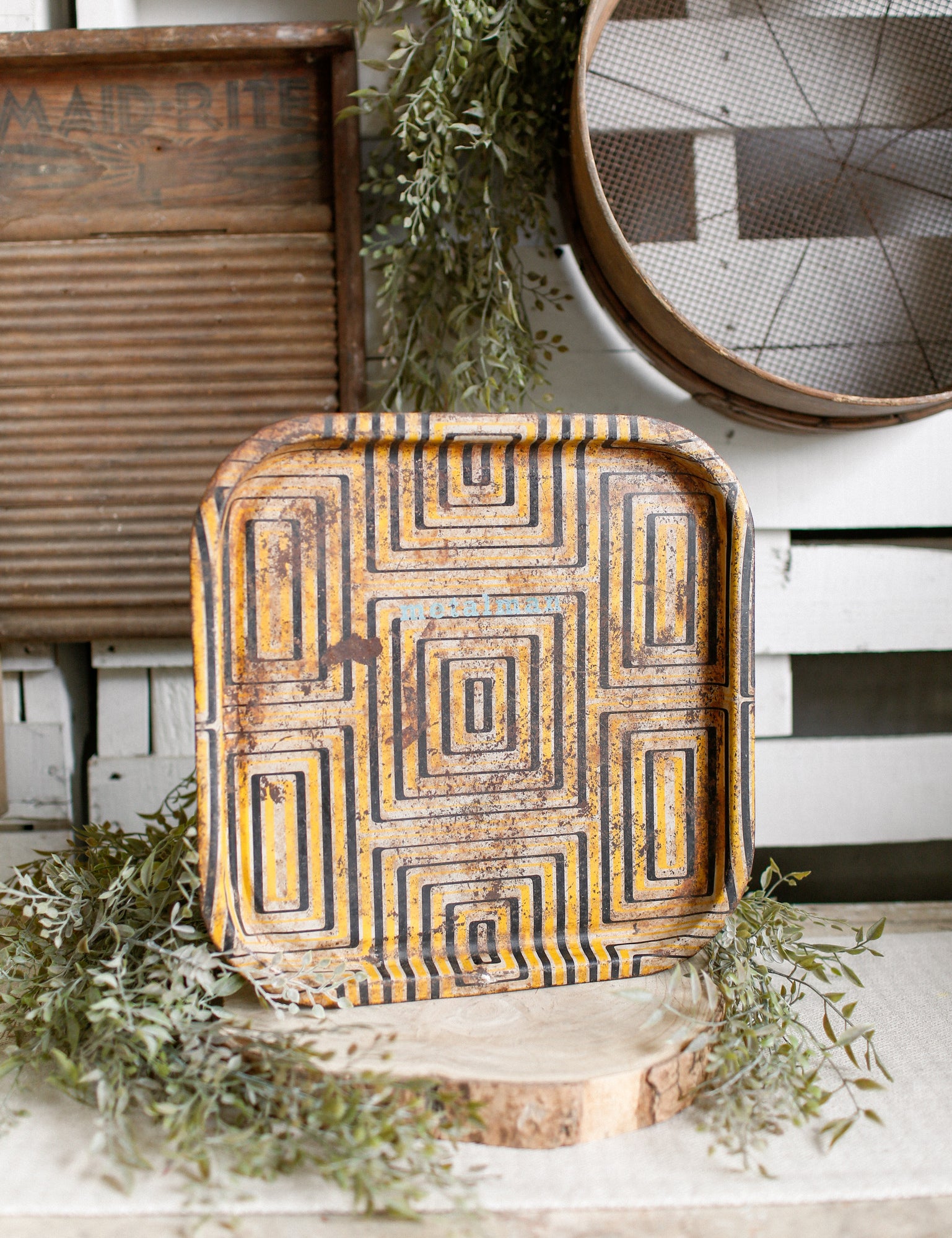 Vintage Yellow Tray The Little Burlap Barn®