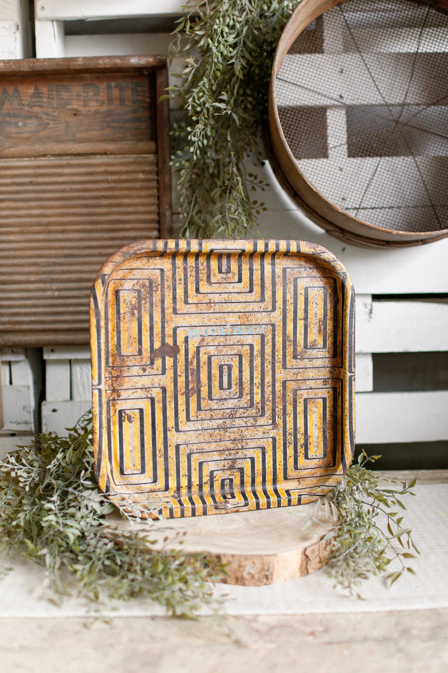 Vintage Yellow Tray The Little Burlap Barn®