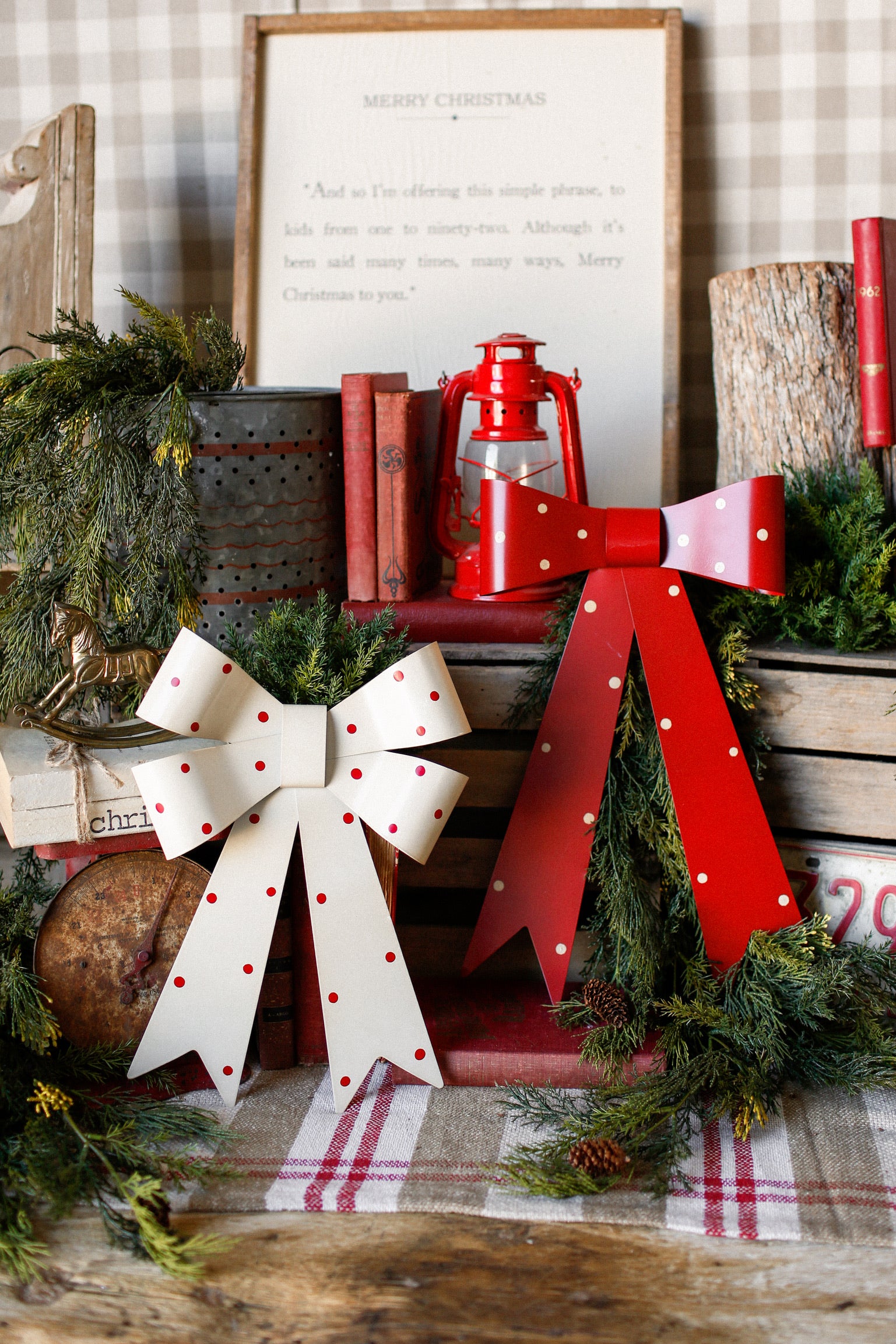 Metal Red Polka Dot Bow