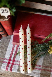 Red Dot Taper Candles