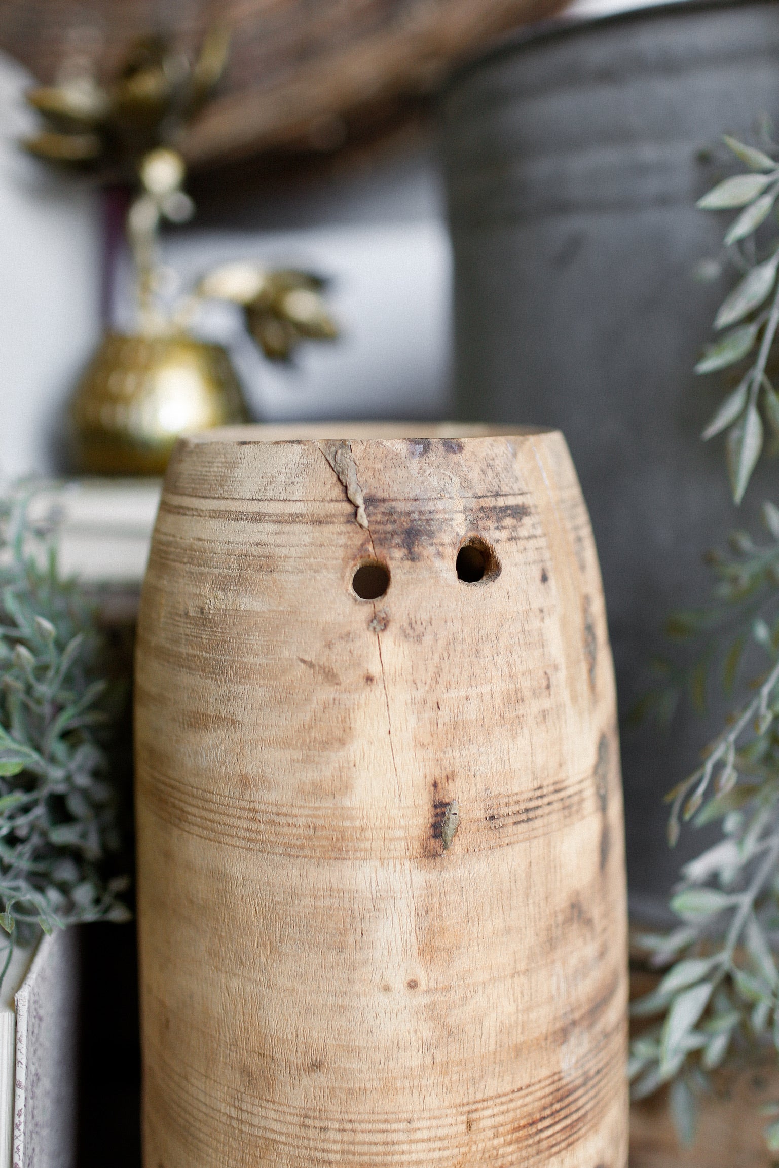 Vintage Wood Pot (L)