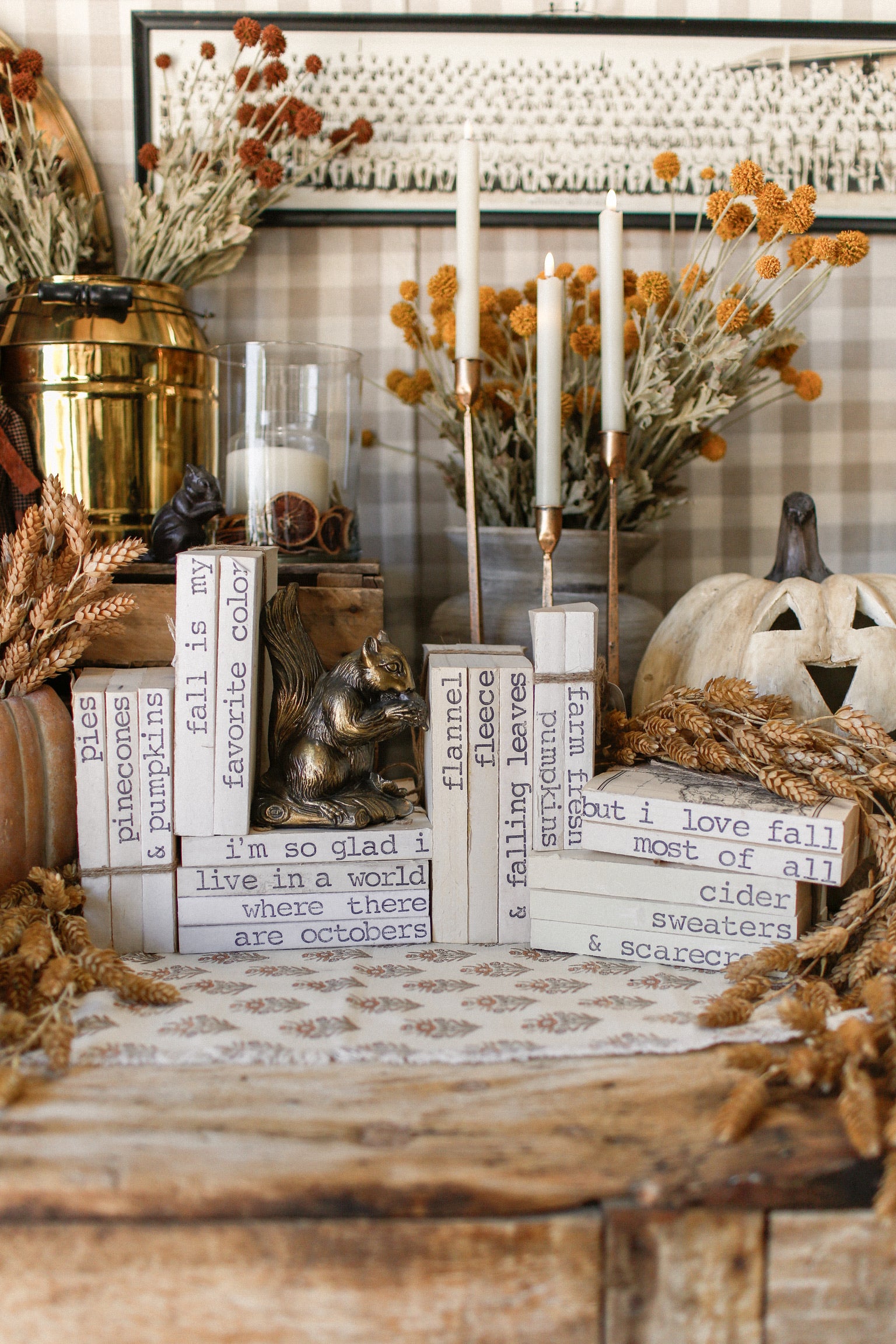 Hand-Stamped Fall Book Stack
