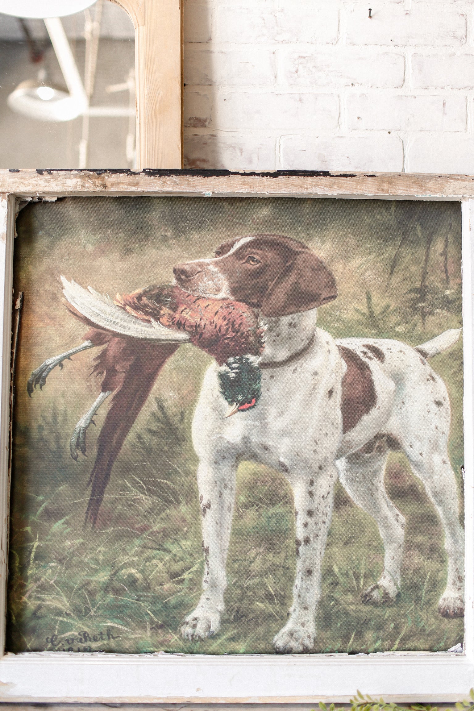 Salvaged Framed Pointer & Pheasant Canvas The Little Burlap Barn®