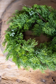 Real Touch Dripping Cedar Mini Wreath