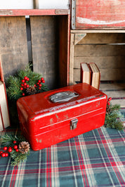 Vintage Red Metal Toolbox