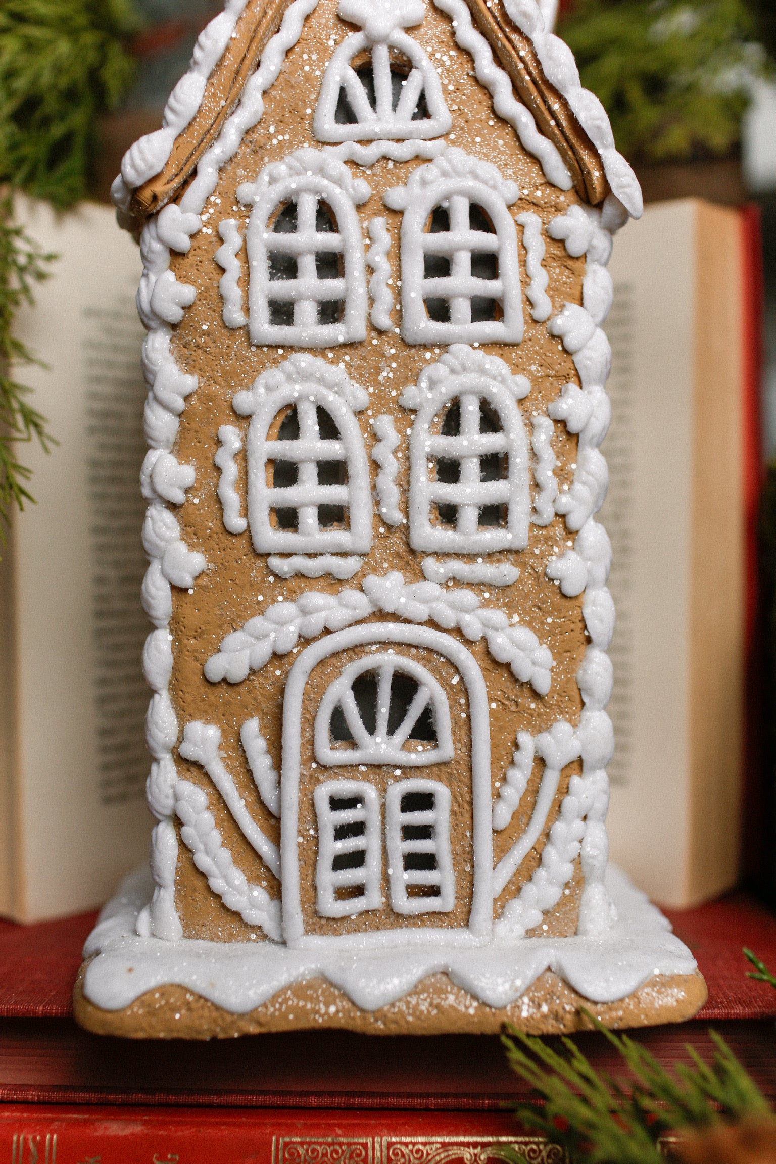 Tall White Icing Gingerbread House
