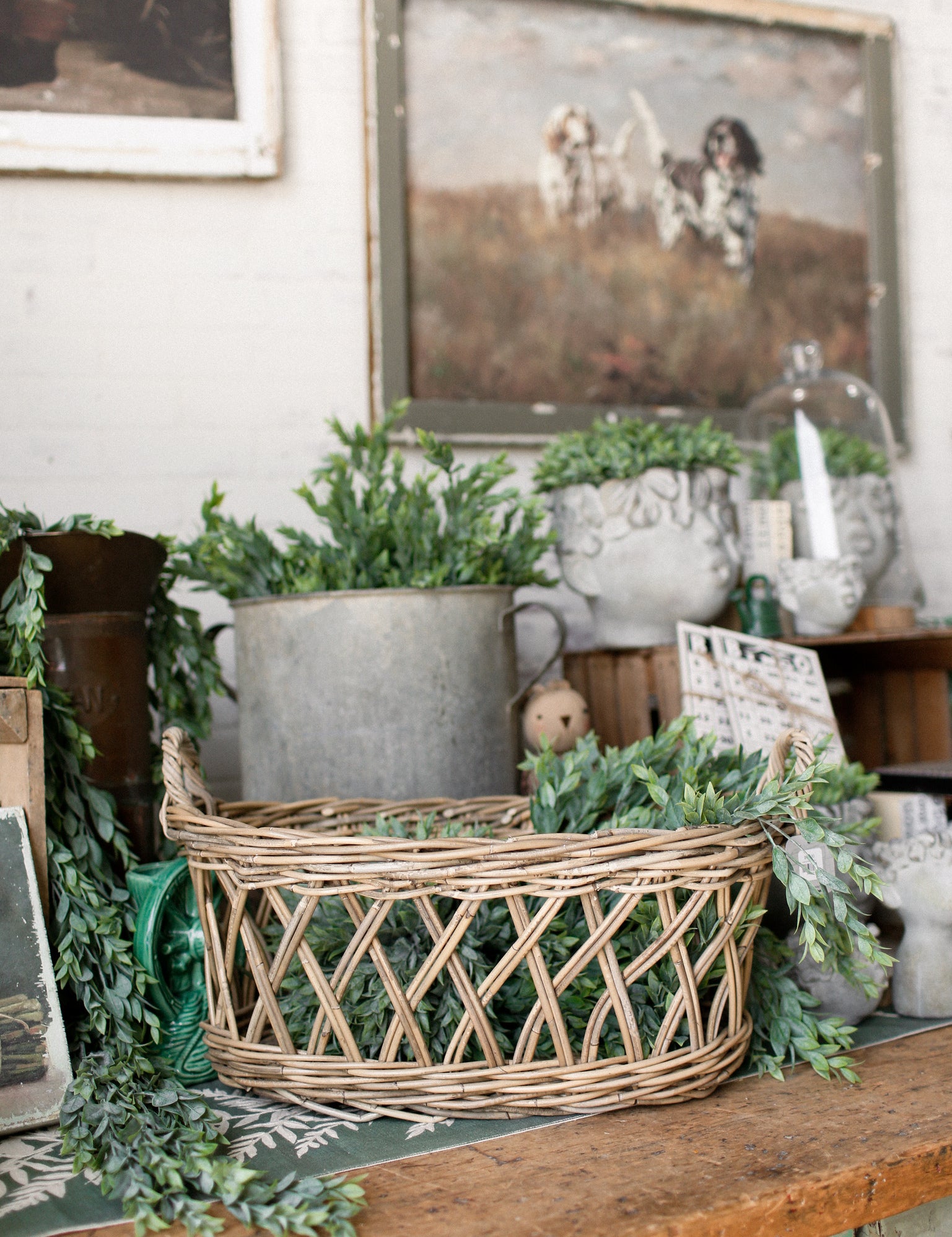 Hand Woven Gray Washed Rattan Basket The Little Burlap Barn®